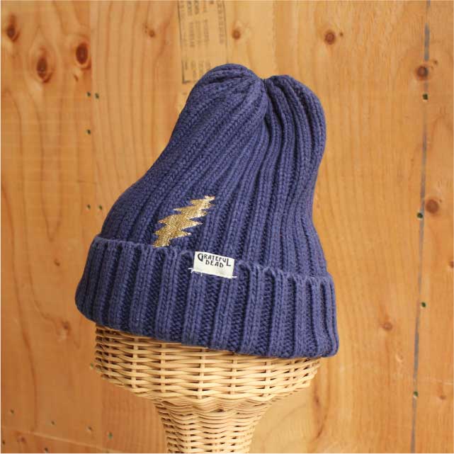 GD ヘンプ ボルト刺繍　ニットキャップ / GD HEMP BOLT KNIT CAP　NAVY (ネイビー)