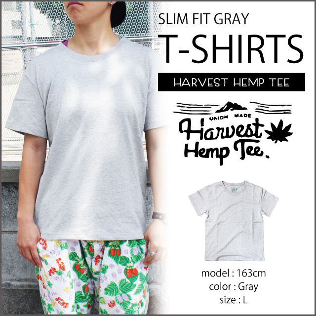 HARVEST HEMP TEE SLIM FIT T-SHIRTS／GRAY