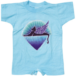 WINGED CAT SHORT SLEEVE BLUE ROMPER BABY KID'S JUMP SUIT