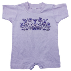 KIDS GD BEAR FLOWERS SHORT SLEEVE PURPLE ROMPER  BABY KID'S JUMP SUIT