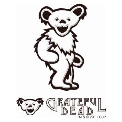 GD DANCING BEAR RUB ON STICKER C WH