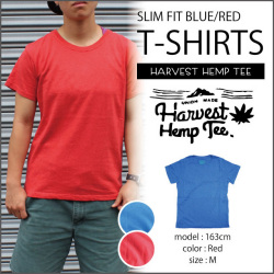 HARVEST HEMP TEE SLIM FIT T-SHIRTS／BLUE・RED