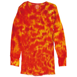 TIE-DYE THERMAL CRINKLE ORANGE & RED LONG SLEEVE T-SHIRTS