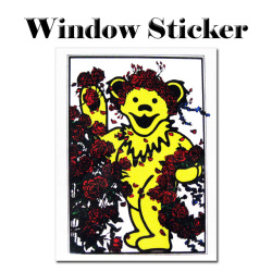 GRATEFUL BEAR W ROSES WINDOW STICKER
