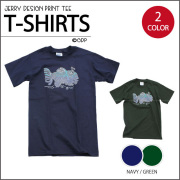 JERRY GARCIA ART FISH BATIK T-SHIRTS NAVY/GREEN