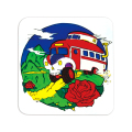 SKULL BUS IN MOUNTAIN ROSES STICKER