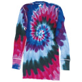 TIE-DYE THERMAL SPIRAL CRANBERRY LONG SLEEVE T-SHIRTS
