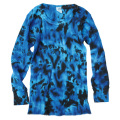 TIE-DYE THERMAL CRINKLE BLUE & BLACK LONG SLEEVE T-SHIRTS