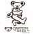 GD DANCING BEAR RUB ON STICKER D WH