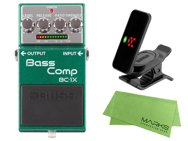 【即納可能】BOSS Bass Comp BC-1X + KORG Pitchclip 2 PC-2 + マークスオリジナルクロス セット（新品）【送料無料】【区分A】