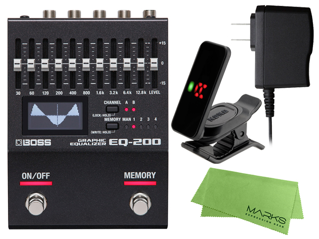 【即納可能】BOSS EQ-200 + 純正ACアダプター PSA-100S2 + KORG Pitchclip 2 PC-2 + マークスオリジナルクロス セット（新品）【送料無料】【区分A】