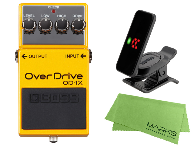 【即納可能】BOSS Overdrive OD-1X + KORG Pitchclip 2 PC-2 + マークスオリジナルクロス セット（新品）【送料無料】【区分A】