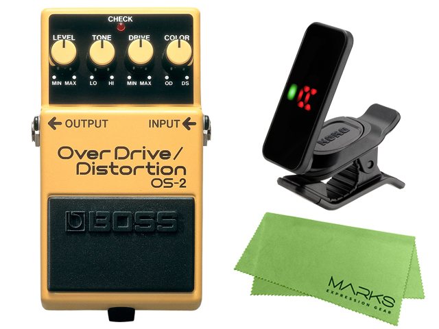 【即納可能】BOSS OverDrive／Distortion OS-2 + KORG Pitchclip 2 PC-2 + マークスオリジナルクロス セット（新品）【送料無料】【区分A】