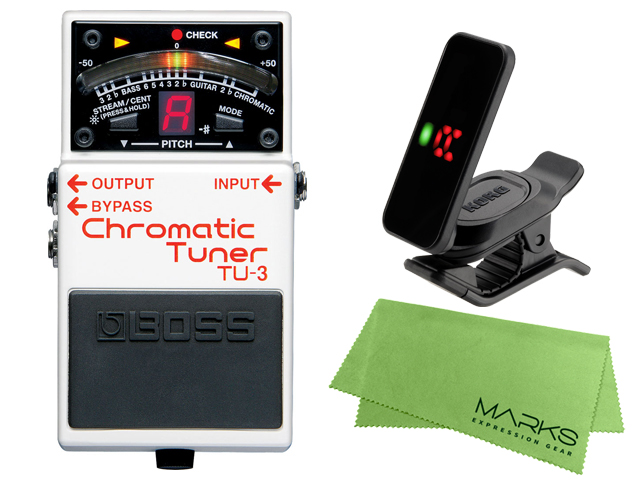 【即納可能】BOSS Chromatic Tuner TU-3 + KORG Pitchclip 2 PC-2 + マークスオリジナルクロス セット（新品）【送料無料】【区分A】