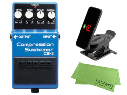 【即納可能】BOSS Compression Sustainer CS-3 + KORG Pitchclip 2 PC-2 + マークスオリジナルクロス セット（新品）【送料無料】【区分A】