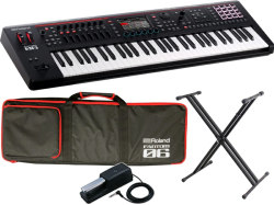 【即納可能／専用ソフトケース付】Roland FANTOM-06 + DP-10 + X型スタンド セット 61鍵盤モデル（新品）【送料無料】【区分H】【梱P-3】