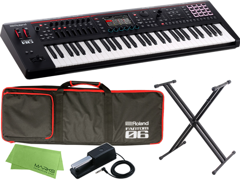 【即納可能／専用ソフトケース付】Roland FANTOM-06 + DP-10 + X型スタンド セット 61鍵盤モデル（新品）【送料無料】【区分H】【梱P-3】