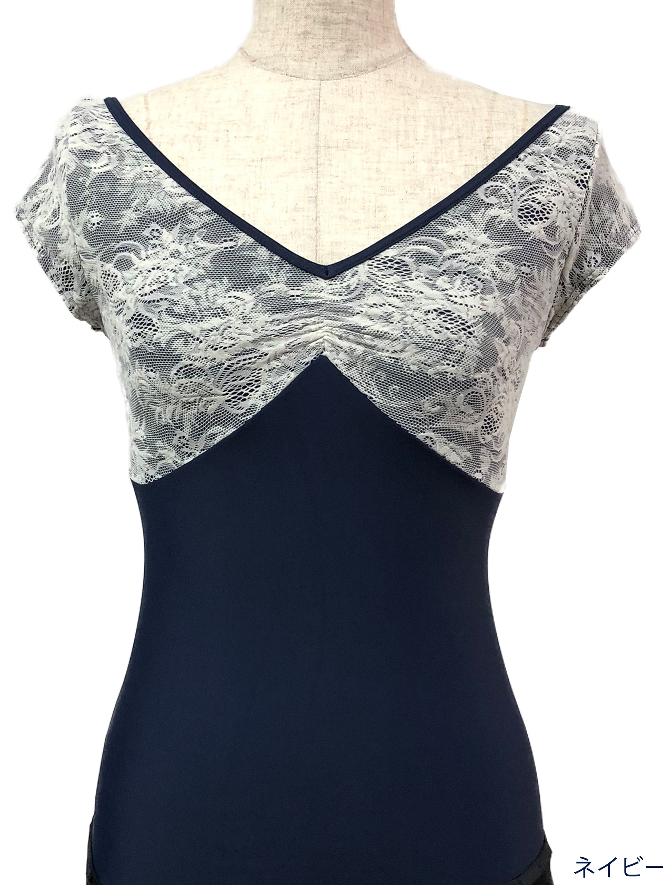 バレエウェア・新セパレートトップス　レース半袖・３
