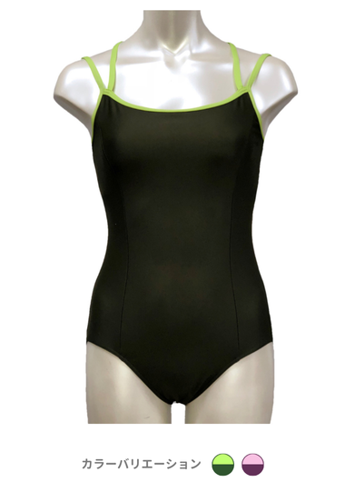 マーティレオタード　バイカラーダブルストラップUネック型