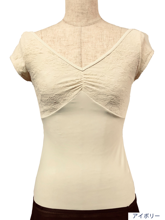 バレエウェア・新セパレートトップス　レース半袖・５
