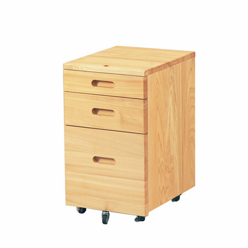 デスクワゴン A4 キャスター付 M 限定 引出し収納 3段 天然木製 ひのき 無垢 オイル塗装 国産