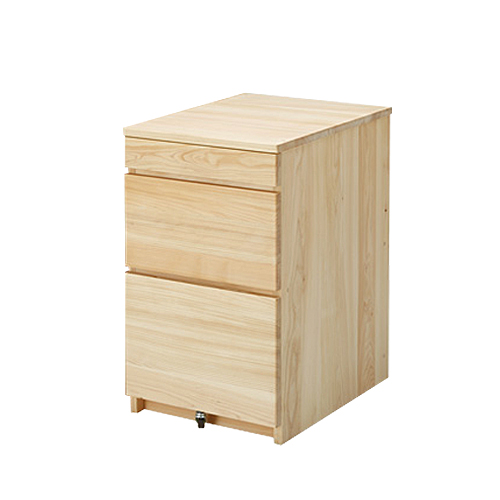 キャビネット デスクサイドワゴン 引き出し収納 天然木製 ひのき 無垢 オイル塗装 オフィス A4書類収納 国産