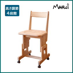 ヒノキSD 学習チェア 板座 キャスター付 高さ調節 天然木製 ひのき 無垢 オイル塗装 学習机用椅子 国産