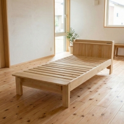 宮付シングルベッド 総檜 無垢 天然木製 ひのきフレームベッド すのこベッド 国産
