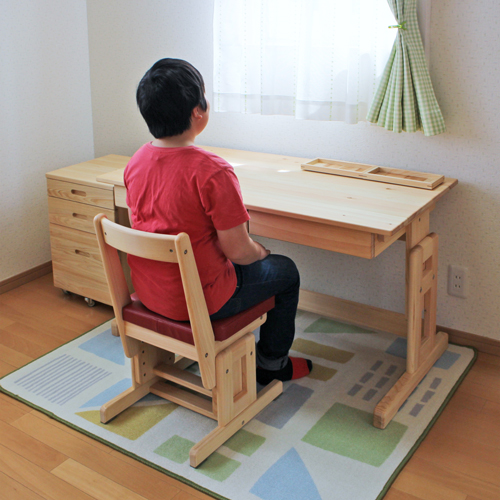 ヒノキ学習机 コモ LM型 115×60cm 高さ調節 木製 無垢デスク