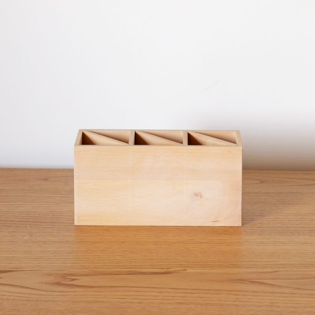 ペンシルスタンド 木製 鉛筆立て 3連 無垢板
