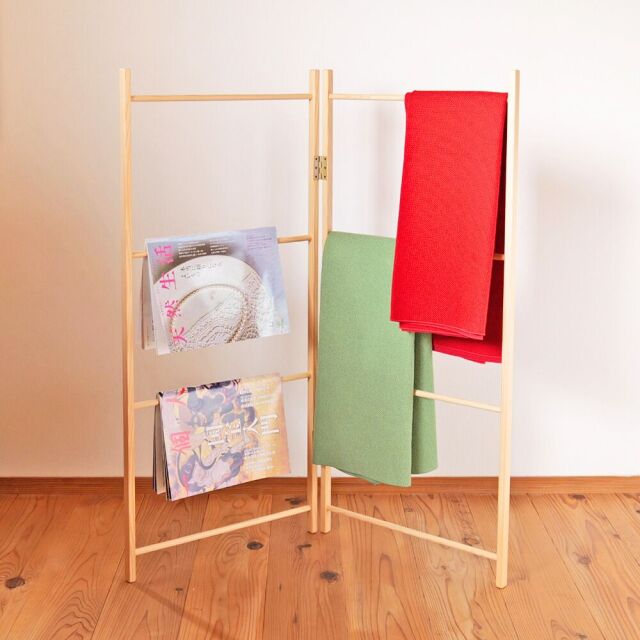 ひのきタオル掛け 衝立 ハンガー 無垢