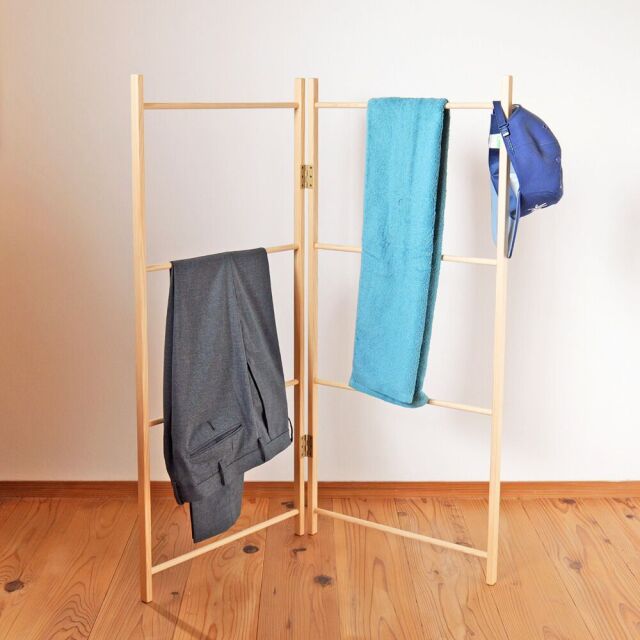 MARKS＆WEB★リネンタオル掛け家具【ウッド】 ひのきタオル掛け 衝立 ハンガー 無垢