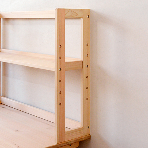 ハイデスクスタンド 棚 L型 幅115cm学習机用 上置き本棚 ヒノキ無垢  