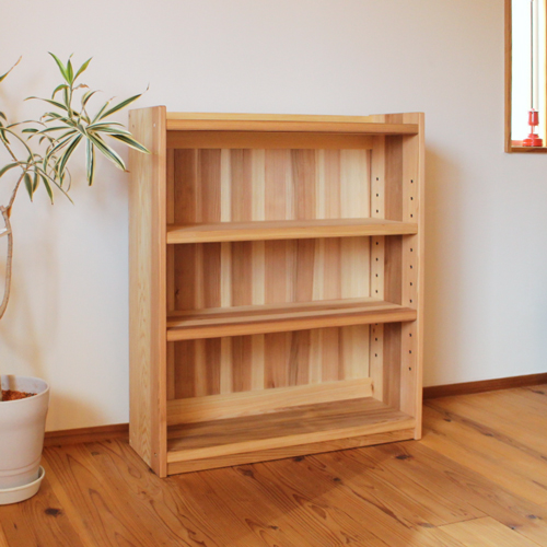 杉の本棚 中 裏板 木製 スギ無垢 書棚 ロータイプ ブックシェルフ 