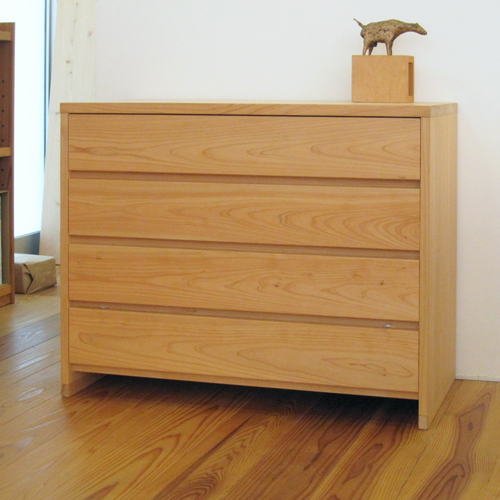 チェスト 4段 引出収納 ヒノキ 木製 無垢 タンス 箪笥 ☆送料無料  