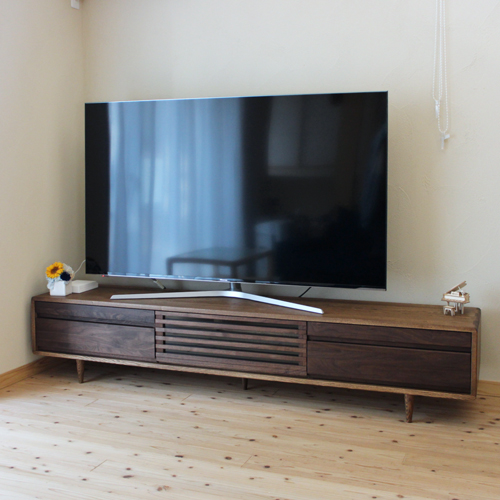 テレビボード 200 木製テレビ台 Hi タモ ウォールナット 無垢 ライト色 ダーク色 おしゃれ 高級 脚付き