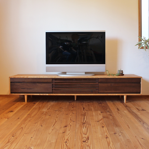 テレビボード 200 木製テレビ台 Hi タモ ウォールナット 無垢 ライト色 ダーク色 おしゃれ 高級 脚付き