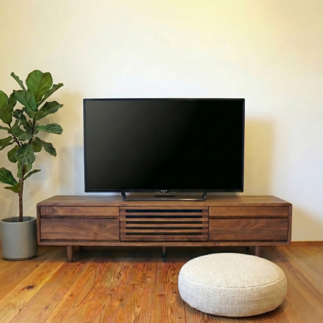 テレビボード 150 ウォルナット テレビ台 収納ボード 黒 木製無垢のTV台