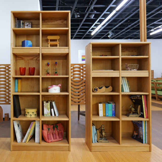 本棚 木製 ナラ書棚 Hi タモ無垢 高級 ブックシェルフ