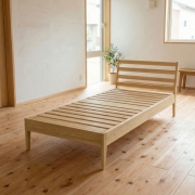 シングルベッド 総檜 ラダーヘッドボード スノコベッド 天然木製 ひのき 無垢 すのこ 国産