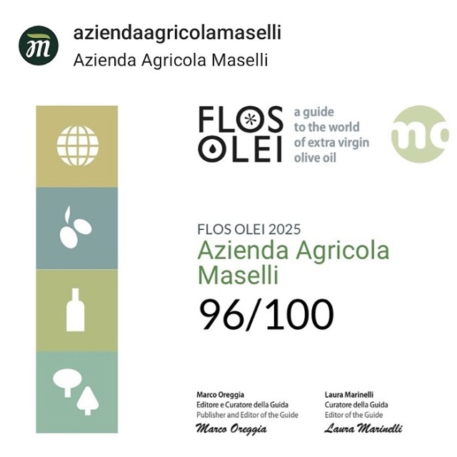 マセッリ オリーブオイル コラティーナ種 FLOS OLEI 96/100 のハイスコアを記録