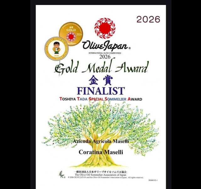 マセッリ オリーブオイル コラティーナ種 OLIVE JAPAN 2026 「多田俊哉オリーブオイルソムリエ特別金賞」