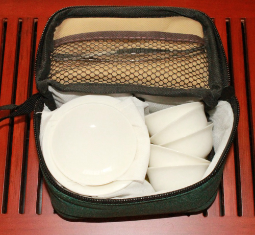 ZS2L7] 携帯用茶器セット 茶器揃 茶芸 陶器 収納バッグ付き 茶器揃