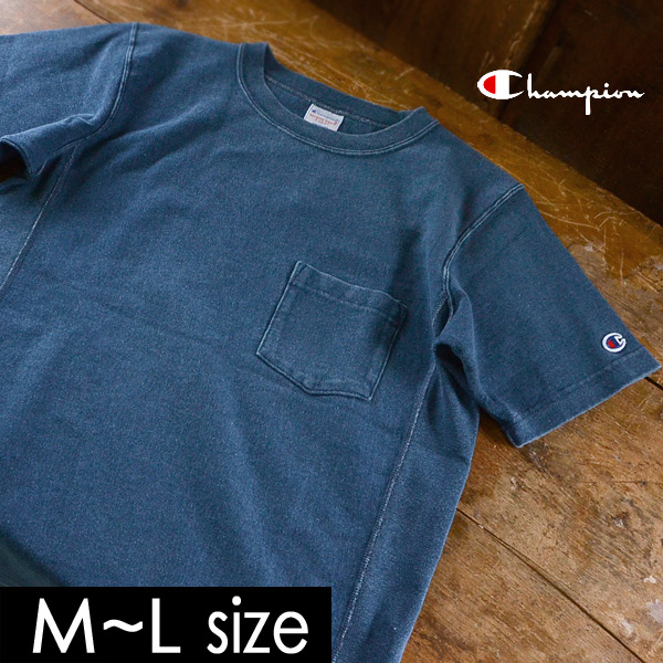 メール便不可 チャンピオン リバースウィーブインディゴポケット付き半袖tシャツ C3 H307 Mg メンズ トップス ティーシャツ シンプル 無地 Champion 公式 Marumiya World 本店