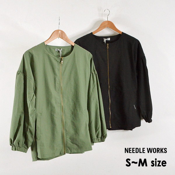 メール便可 ニードルワークス a Mmm Gather Jacket ギャザージャケット レディース トップス アウター 上着 羽織り 春 長袖ノーカラージャケット ナイロンジャケット Needle Works 公式 Marumiya World 本店