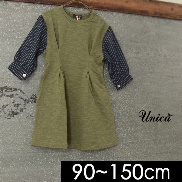 ユニカ 1 0154 M12 タックストライプ袖ワンピース キッズ ベビー トップス チュニック ストライプ シンプル 無地 子供服 Unica 公式 Marumiya World 本店