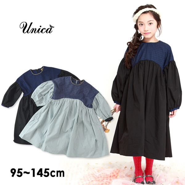 ユニカ 193 0104 1 M11 ボリューム袖ワンピース キッズ トップス 長袖 無地 シンプル 子供服 Unica 公式 Marumiya World 本店
