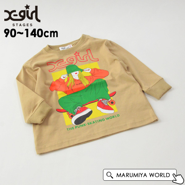 エクストララージキッズ ガールモチーフ長袖Tシャツ キッズ トップス 