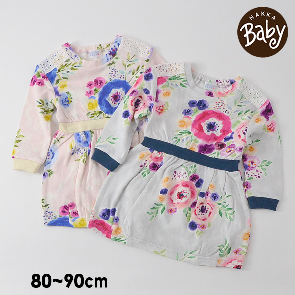 ハッカベビー Mg アーティーフラワープリントワンピース ベビー トップス ワンピ 長袖 花柄 子供服 Hakka Baby 公式 Marumiya World 本店