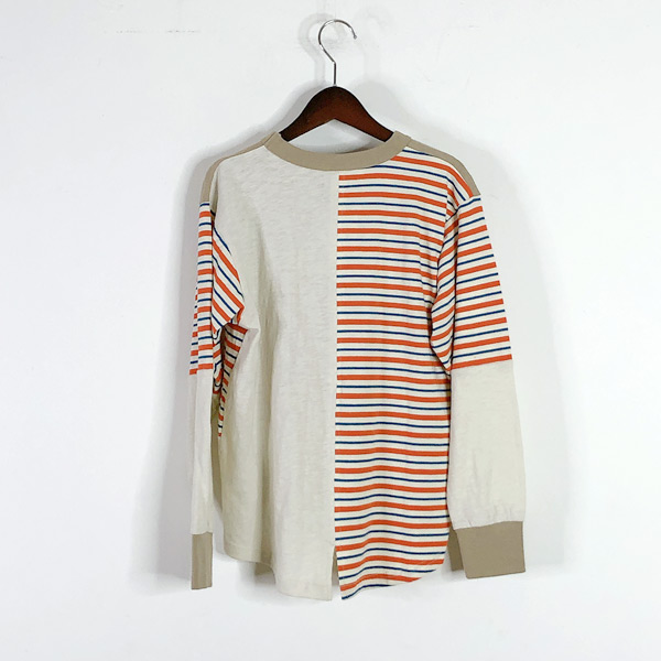 kolor ドッキングデザイン　ボーダー柄　ウール　Tシャツ シースルー お値下げ kolor カラー 23SS ドッキングボーダーカットソー